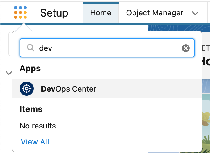 Open Salesforce devOps center app