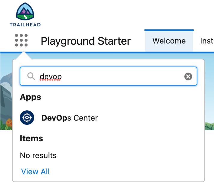 Open the Salesforce devOps center app