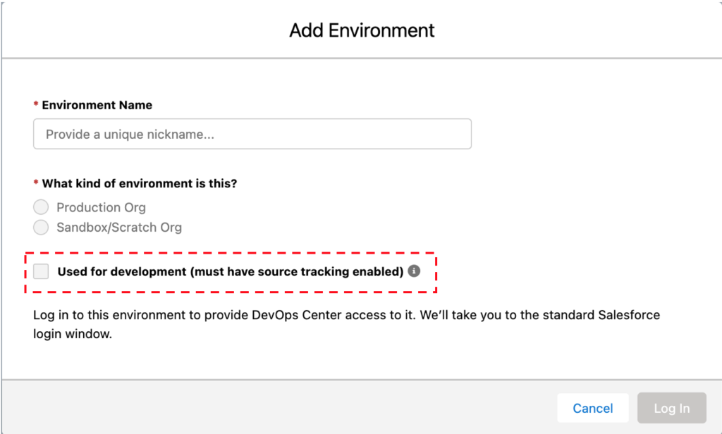 Salesforce devOps center: configure for source tracking