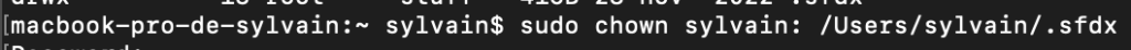 bash console: change the owner of the sfdx folder