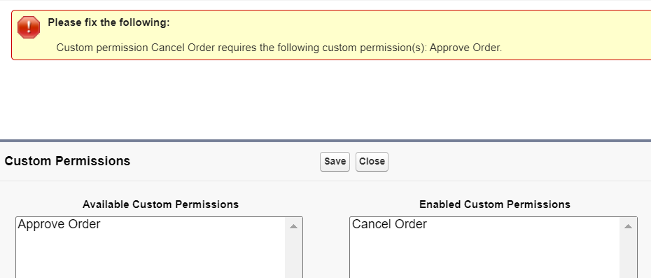 It's not possible to add the custom permission set without adding the other, as expected