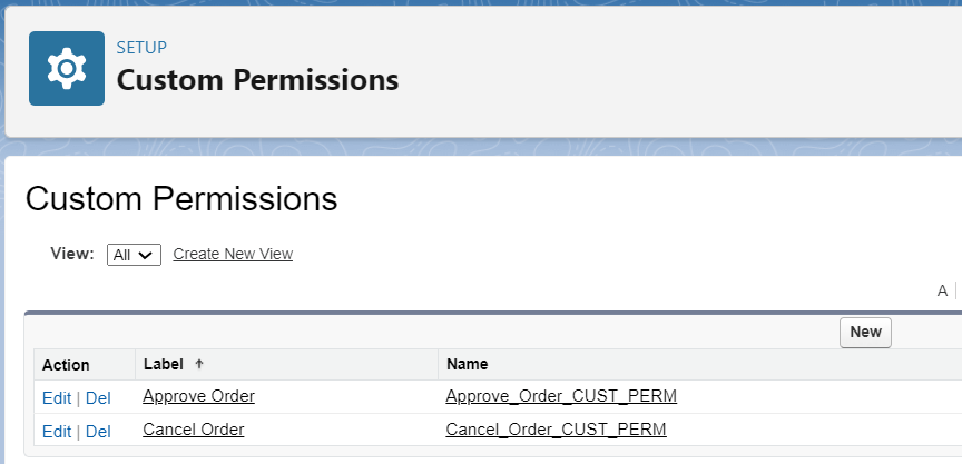 Create 2 salesforce custom permissions